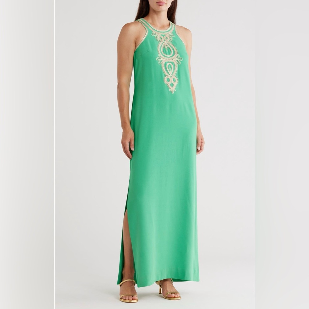 Lilly Pulitzer Green Dress with Gold Embroidery